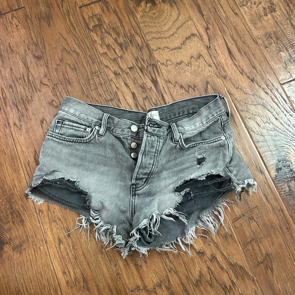 Free people black denim shorts